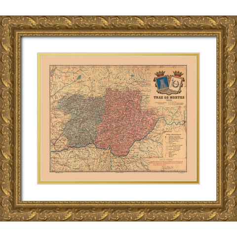 Europe Portugal Tras os Montes 1903 - Martine 1904 Gold Ornate Wood Framed Art Print with Double Matting by Martine