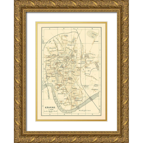 Europe Krakow Poland - Baedeker 1896 Gold Ornate Wood Framed Art Print with Double Matting by Baedeker