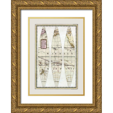 Pacific Ocean - Cassini 1790 Gold Ornate Wood Framed Art Print with Double Matting by Cassini