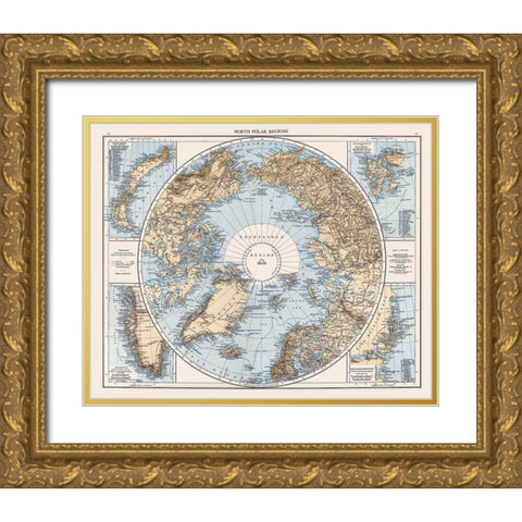 North Polar Regions - Andree 1905 Gold Ornate Wood Framed Art Print with Double Matting by Andree