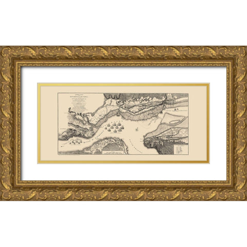 Quebec Region Old French War Canada - Jefferys Gold Ornate Wood Framed Art Print with Double Matting by Jefferys