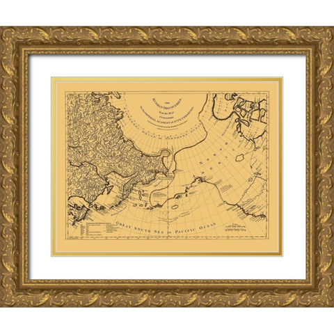 Discoveries Russia Asia - Jefferys 1776 Gold Ornate Wood Framed Art Print with Double Matting by Jefferys
