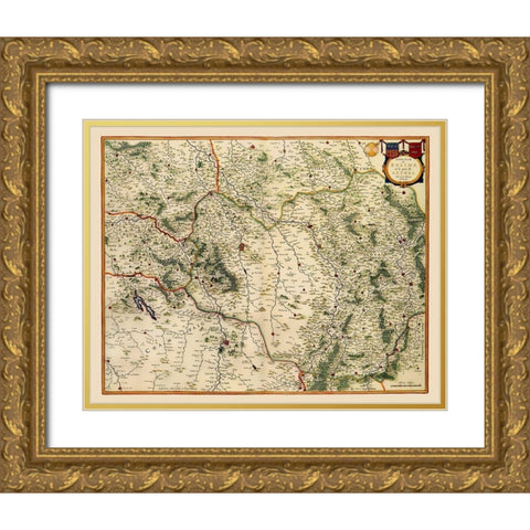 Reims Region France - Blaeu 1635 Gold Ornate Wood Framed Art Print with Double Matting by Blaeu