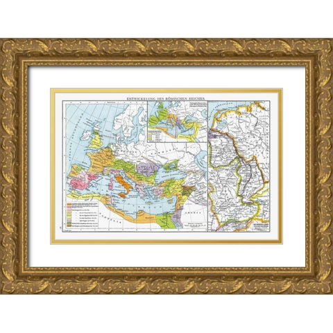 Europe Roman Empire - Droysen 1886 Gold Ornate Wood Framed Art Print with Double Matting by Droysen