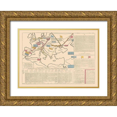 Europe Roman Empire - Le Sage 1801 Gold Ornate Wood Framed Art Print with Double Matting by Le Sage