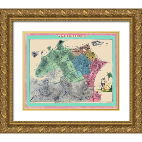 South America Rio de Janeiro Brazil Gold Ornate Wood Framed Art Print with Double Matting by Michellerie