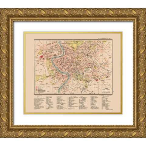 Rome Italy - Streit 1913 Gold Ornate Wood Framed Art Print with Double Matting by Streit