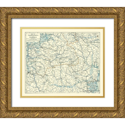 Transylvania Romania - Baedeker 1896 Gold Ornate Wood Framed Art Print with Double Matting by Baedeker