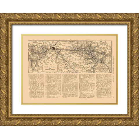Great Northern Railroad - Reynold 1921 Gold Ornate Wood Framed Art Print with Double Matting by Reynold