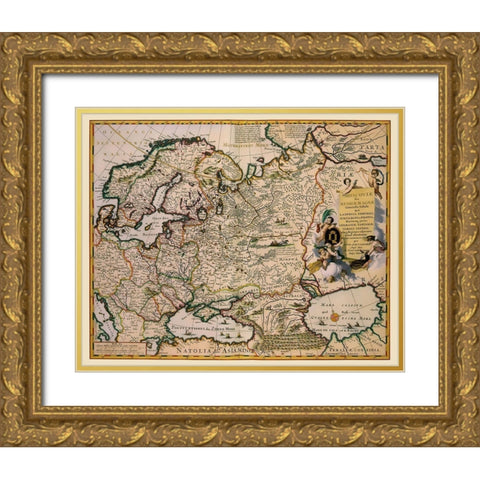 Europe Russia - Visscher 1681 Gold Ornate Wood Framed Art Print with Double Matting by Visscher