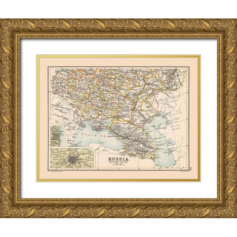 Southwest Russia - Bartholomew 1892 Gold Ornate Wood Framed Art Print with Double Matting by Bartholomew