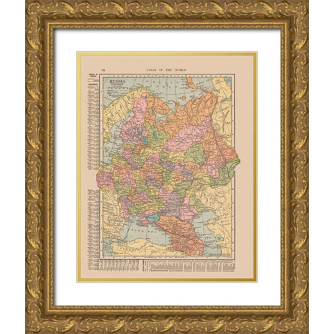 Russia - Hammond 1910 Gold Ornate Wood Framed Art Print with Double Matting by Hammond