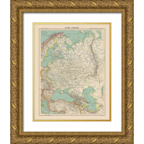 Europe Russia - Schrader 1908 Gold Ornate Wood Framed Art Print with Double Matting by Schrader