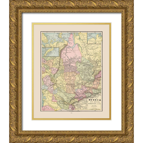 Russian Empire in Asia Russia - Cram 1892 Gold Ornate Wood Framed Art Print with Double Matting by Cram