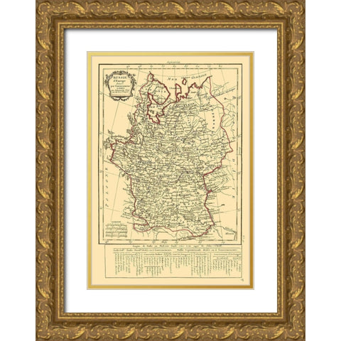 Russia in Europe - Delamarche 1800 Gold Ornate Wood Framed Art Print with Double Matting by Delamarche
