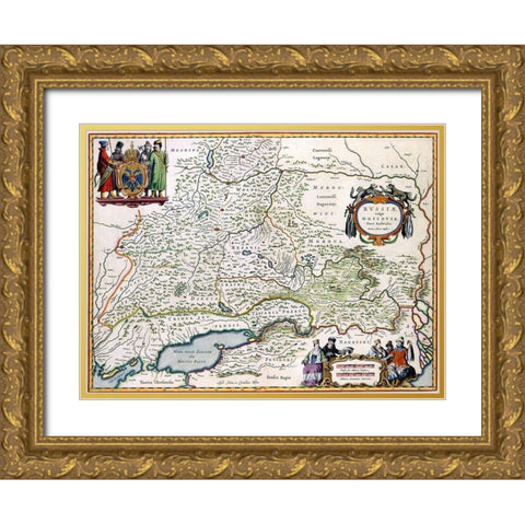 Moscow Russia - Blaeu 1665 Gold Ornate Wood Framed Art Print with Double Matting by Blaeu