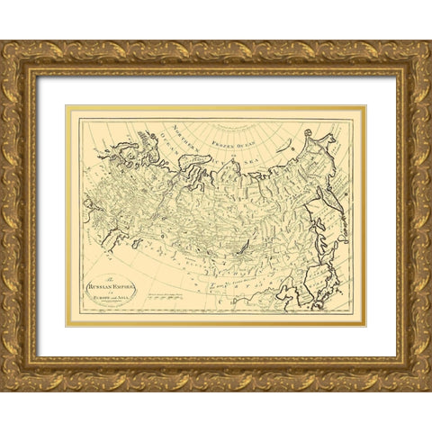 Russian Empire in Europe Asia Russia - Carey 1795 Gold Ornate Wood Framed Art Print with Double Matting by Cary