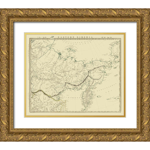 Asia Eastern Siberia Russia - Chapman 1838 Gold Ornate Wood Framed Art Print with Double Matting by Chapman