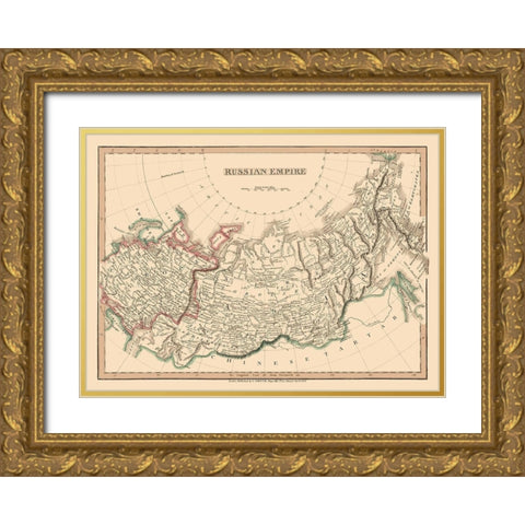 Russian Asia Empire Russia - Smith 1808 Gold Ornate Wood Framed Art Print with Double Matting by Smith