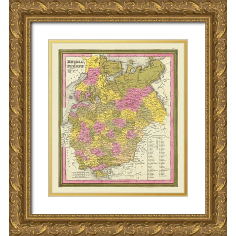 Europe Russia - Mitchell 1846 Gold Ornate Wood Framed Art Print with Double Matting by Mitchell