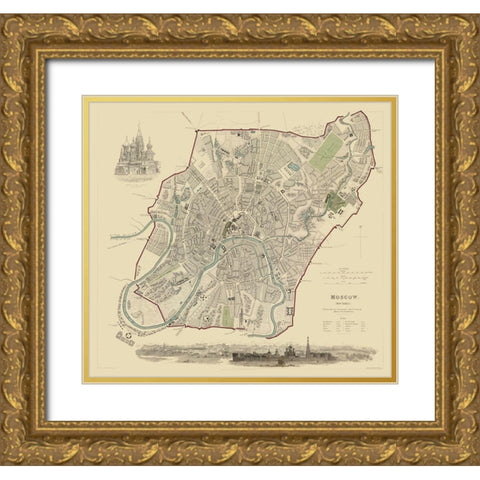 Moscow Russia Europe - Baldwin 1836 Gold Ornate Wood Framed Art Print with Double Matting by Baldwin