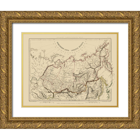Asiatic Russia Northern Asia - Sharpe 1848 Gold Ornate Wood Framed Art Print with Double Matting by Sharpe