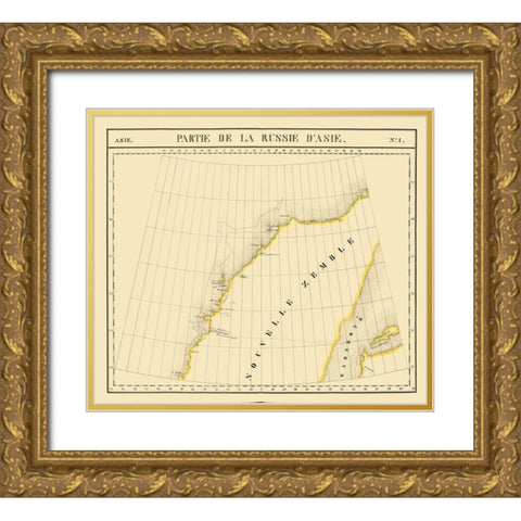 Novaya Zemlya Russia Asia - Vandermaelen 1827 Gold Ornate Wood Framed Art Print with Double Matting by Vandermaelen