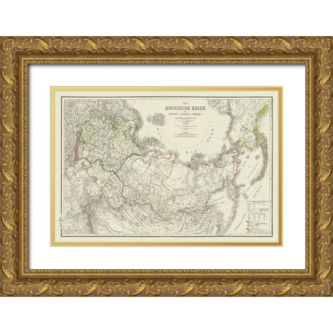 Russian Empire in Europe Asia America Russia Gold Ornate Wood Framed Art Print with Double Matting by Kiepert