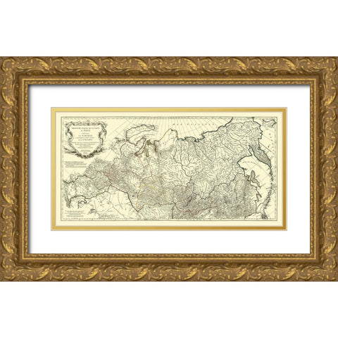 Siberia Russia Asia Tartary - DAnville 1753 Gold Ornate Wood Framed Art Print with Double Matting by D''Anville