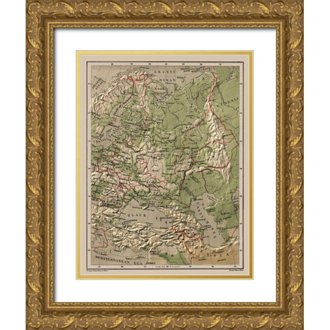 Eastern Europe Relief Russia - Swan 1880 Gold Ornate Wood Framed Art Print with Double Matting by Swan