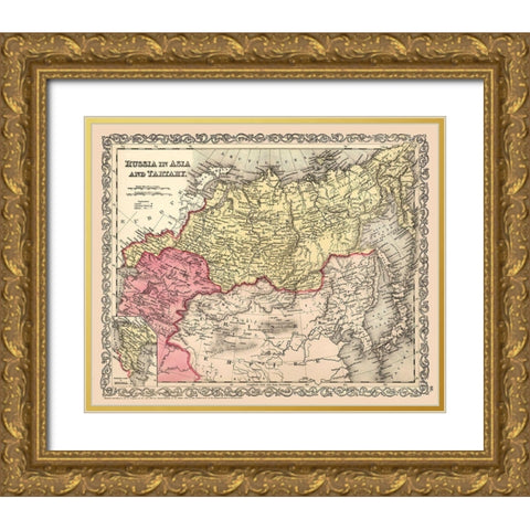 Asia Tartary Russia Mongolia - Desilver 1856 Gold Ornate Wood Framed Art Print with Double Matting by Desilver