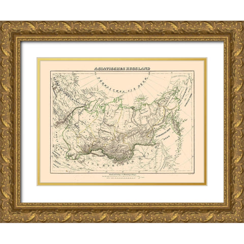 Asia Russia - Sohr 1875 Gold Ornate Wood Framed Art Print with Double Matting by Sohr