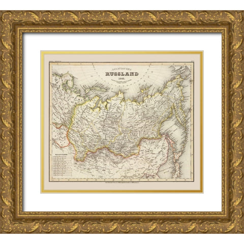 Asia Russia - Stich 1845 Gold Ornate Wood Framed Art Print with Double Matting by Stich