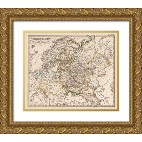 Europe Russia - 1833 Gold Ornate Wood Framed Art Print with Double Matting by Unknown