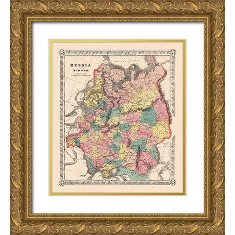 European Russia Gold Ornate Wood Framed Art Print with Double Matting by Unknown