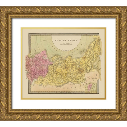 Russian Empire Europe Asia Russia - Greenleaf 1848 Gold Ornate Wood Framed Art Print with Double Matting by Greenleaf