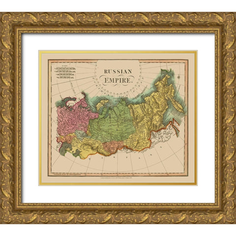 Russian Empire Russia - Darton 1811- 27.19 x 23 Gold Ornate Wood Framed Art Print with Double Matting by Darton