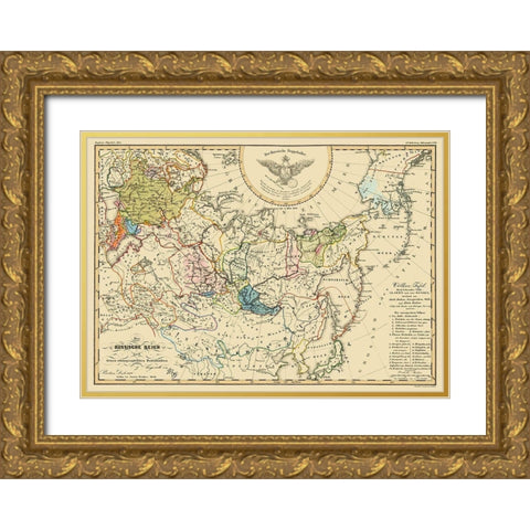 Russian Empire Russia - Perthes 1848 Gold Ornate Wood Framed Art Print with Double Matting by Perthes