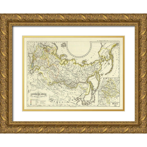 Russian Empire Asia Expansion Russia - Perthes Gold Ornate Wood Framed Art Print with Double Matting by Perthes