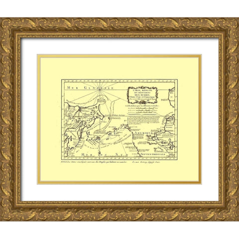 Russian Discoveries Asia America Russia Gold Ornate Wood Framed Art Print with Double Matting by Unknown