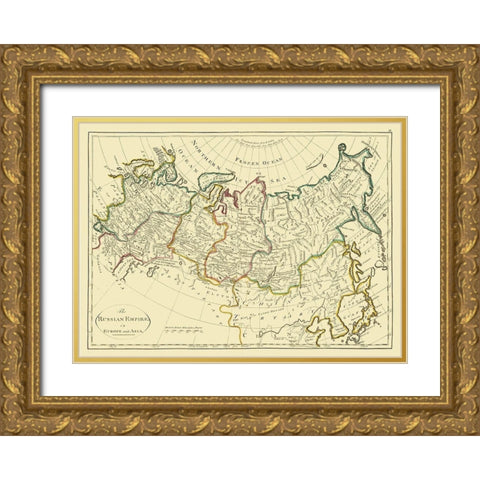Russian Empire Asia Europe Russia - Carey 1796 Gold Ornate Wood Framed Art Print with Double Matting by Carey