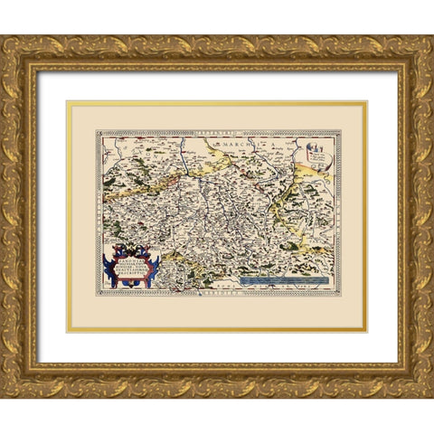 Saxony Germany - Ortelius 1598 Gold Ornate Wood Framed Art Print with Double Matting by Ortelius