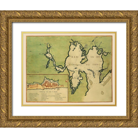 Central America San Salvador El Salvador - 1670 Gold Ornate Wood Framed Art Print with Double Matting by Unknown