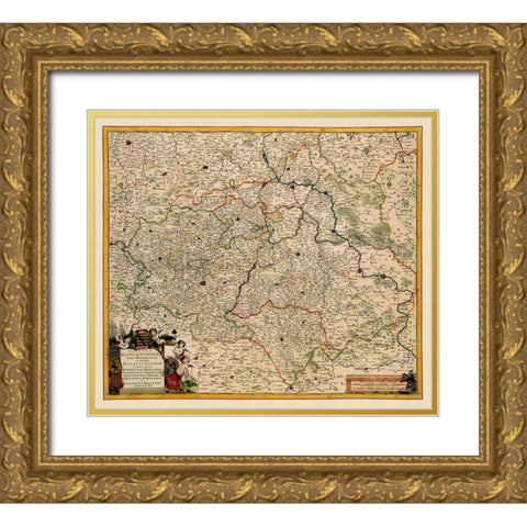 Saxony Region Germany - De Wit 1688 Gold Ornate Wood Framed Art Print with Double Matting by De Wit