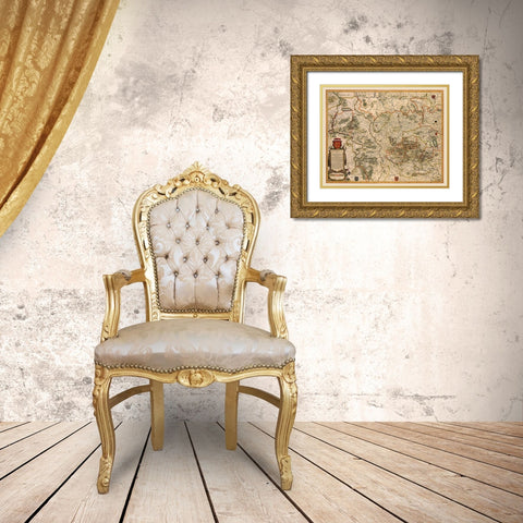 Lower Saxony Germany - Blaeu 1688 Gold Ornate Wood Framed Art Print with Double Matting by Blaeu