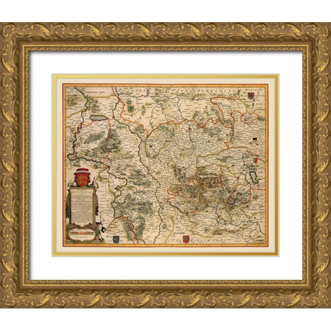 Lower Saxony Germany - Blaeu 1688 Gold Ornate Wood Framed Art Print with Double Matting by Blaeu