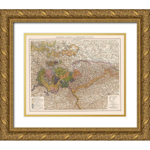 Kingdom Saxony Thuringia Region Germany Gold Ornate Wood Framed Art Print with Double Matting by Velhagen