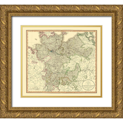 Lower Saxony Germany - Cary 1835 Gold Ornate Wood Framed Art Print with Double Matting by Cary