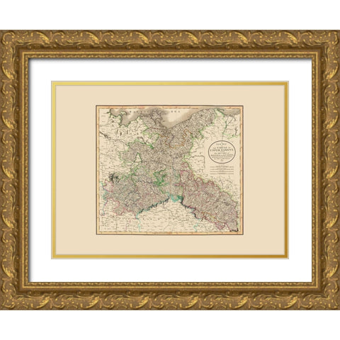 Upper Saxony Duchy of Silesia Lusatia Poland Gold Ornate Wood Framed Art Print with Double Matting by Cary