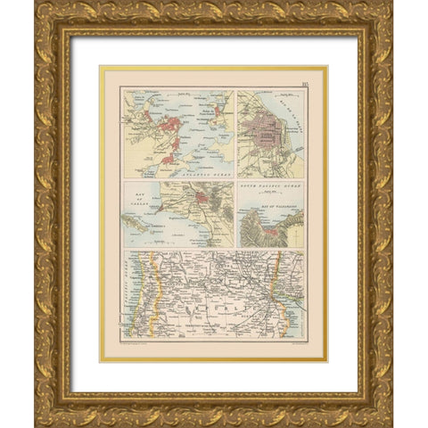 Bays South America - Bartholomew 1892 Gold Ornate Wood Framed Art Print with Double Matting by Bartholomew